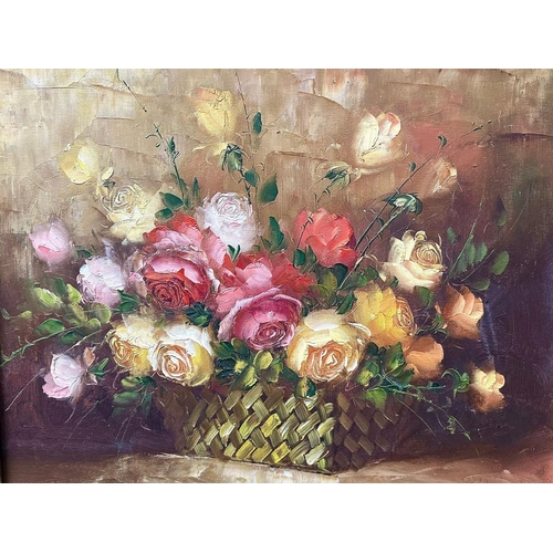 921 - Louis Jacques Vigon (French 1897-1985) Still Life of Roses, original oil on canvas approx. image siz... 