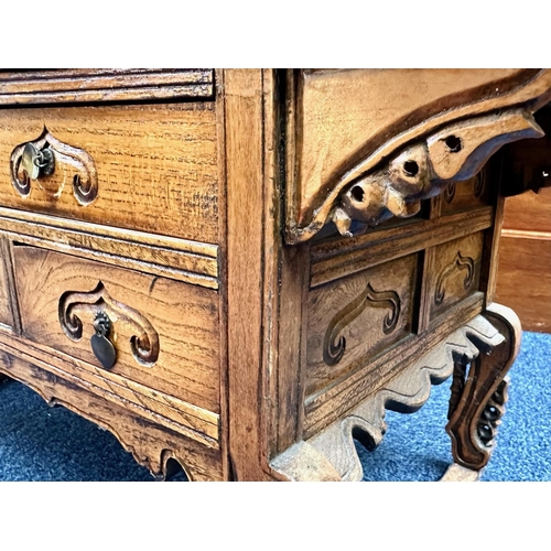 1026 - Chinese Style Small Chest of Five Drawers, in the form of an alter table.  Height 14'' x width 30.5'... 