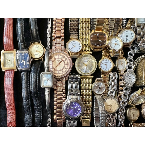 404 - Collection of Ladies & Gent's Wristwatches, leather and bracelet straps, comprising Slazenger, Louis... 