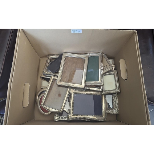 360B - Collection of Silver Photograph Frames approx 20 in total, some late 20th century oak backed, some m... 