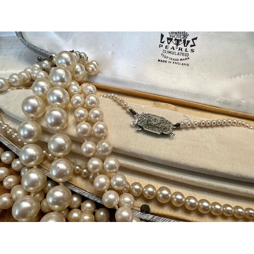 444 - Collection of Assorted Vintage Pearls. To include various Lotus Simulated Pearls, some with silver c... 