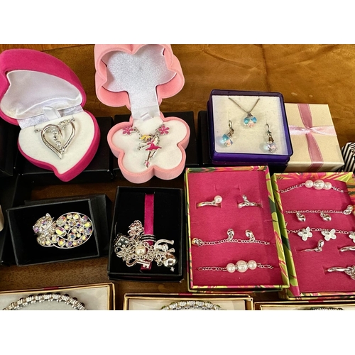 455 - Large Box of Costume Jewellery, boxed and as new, mostly Avon, including chains, necklaces, beaded b... 