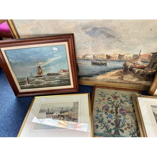 980 - Quantity of Framed Pictures, prints, watercolours and oils.  Mostly 20th Century to include landscap... 