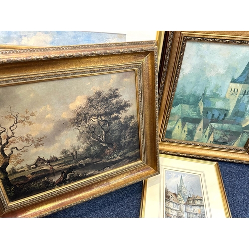 980 - Quantity of Framed Pictures, prints, watercolours and oils.  Mostly 20th Century to include landscap... 