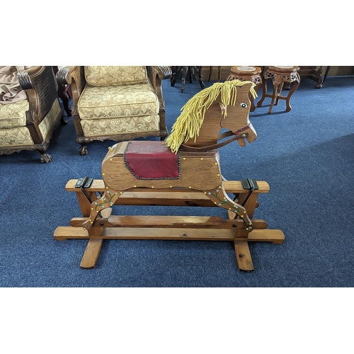 1009 - Early 20th Century Rocking Horse, naive construction, cradle rocker.  Height 32'' x Length 48''.