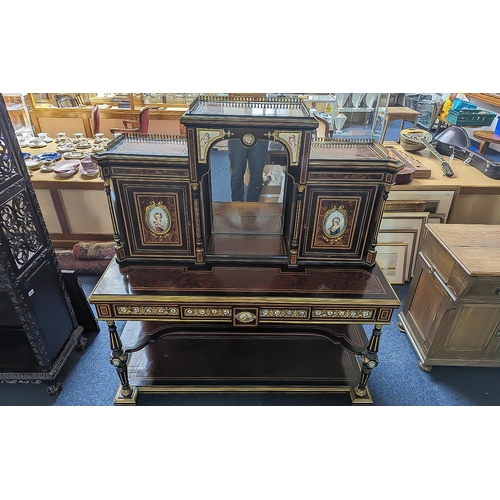 1043 - French Empire Quality Pair of Bonheur Du - Jours Cabinets, Made of Burr Walnut - Ebony, Amboyna - Ta... 