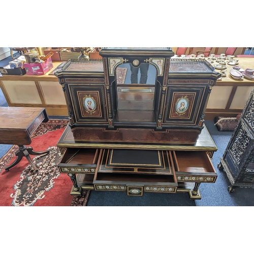 1043 - French Empire Quality Pair of Bonheur Du - Jours Cabinets, Made of Burr Walnut - Ebony, Amboyna - Ta... 