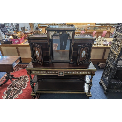 1043 - French Empire Quality Pair of Bonheur Du - Jours Cabinets, Made of Burr Walnut - Ebony, Amboyna - Ta... 