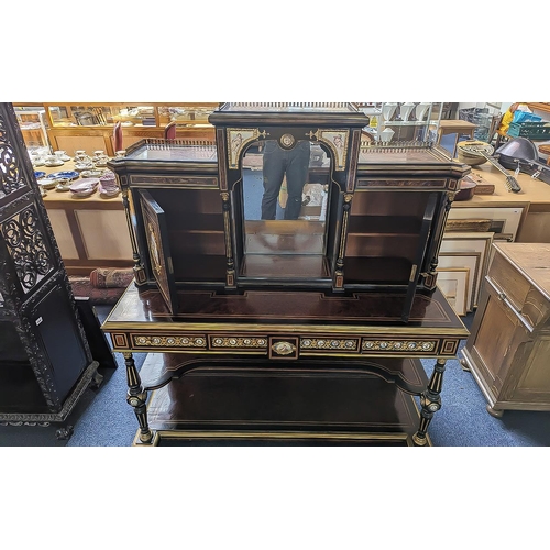 1043 - French Empire Quality Pair of Bonheur Du - Jours Cabinets, Made of Burr Walnut - Ebony, Amboyna - Ta... 