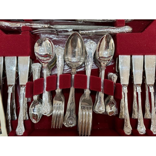 1080 - Canteen of Cutlery by Butler the Cutler, silver plated, King's Pattern, in fitted mahogany case, com... 