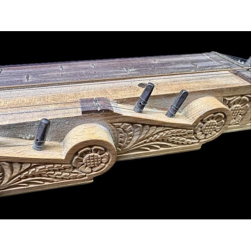 1112 - Hand Carved Decorative Zither, 17 string, length 32.5''.