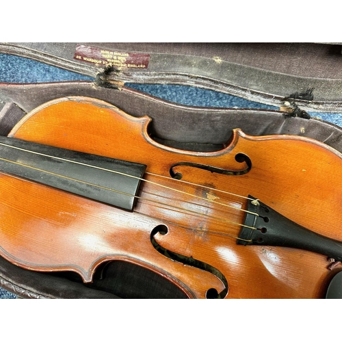 1146 - Two Vintage Violins, both in fitted cases, as found.