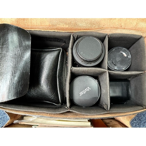 1170 - Camera Interest - Assorted Camera Lenses, with accessories, in a strong leather carry case.  Togethe... 