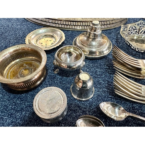 1235 - Box of Silver Plated Ware, including tea pots, goblets, tray, bowls, flatware, etc.