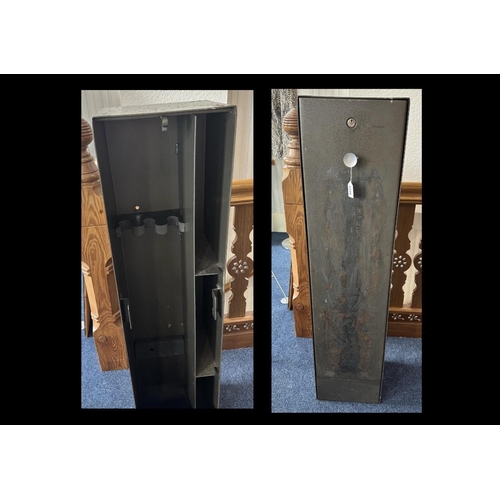 1249 - Metal Gun Cupboard with key, compartments for guns and ammunition.  Measures 49'' high x 12'' wide x... 