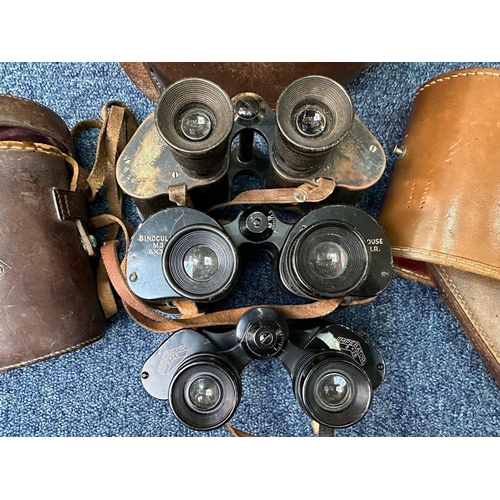 1311 - military binoculars ( 3 ) in total. westinghouse h.m.r 1943, ross London no 3703 + one other set, al... 