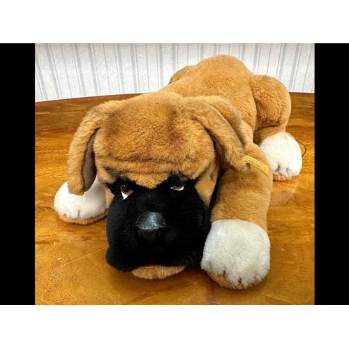 1372 - Steiff Bobby the Boxer dog, ref. 078101, Boxer Dog, lying down, overall size 17''.