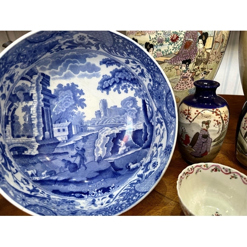 1436 - A Collection of Oriental Items to include two large cobalt blue Japanese Satsuma vases along with tw... 