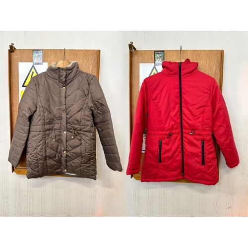 1452 - Two Brand New Ladies Modern Fashion Anoraks comprising a taupe padded jacket with a fur trim collar,... 