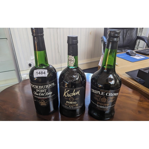 1484 - Three Bottles of Port, comprising Triple Crown, Cockburn's and Krohn.