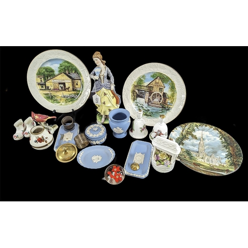 1485 - Collection of Assorted Pottery & Porcelain, including a vintage German figure of a lady with a fan, ... 