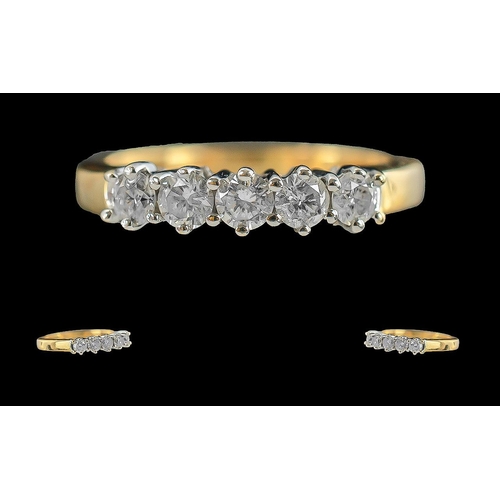 261 - Ladies 18ct gold pleasing 5 stone diamond set ring. full hallmark to interior of shank. well matched... 