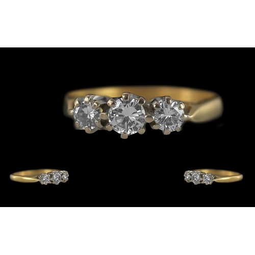 262 - Ladies - Pleasing 18ct Gold 3 Stone Diamond Set Ring. Full Hallmark to Interior of Shank. The 3 Face... 