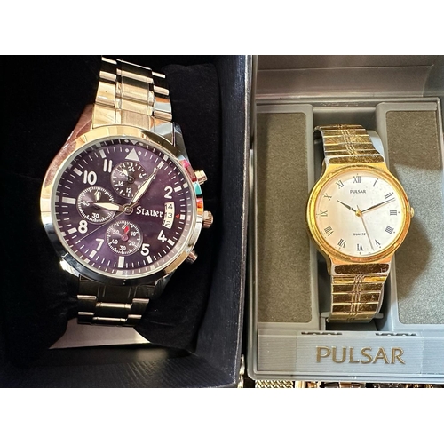 404 - Collection of Ladies & Gentleman's Wristwatches, leather and bracelet straps, makes include Pulsar, ... 