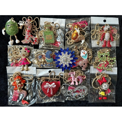 420A - Great Collection of Fun / Children's Misc Costume Jewellery, Mostly are Pendants on Chains, All In A... 