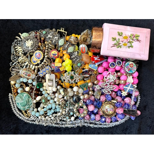 422 - Collection of Vintage Costume Jewellery, comprising crystal necklaces, pearls, bangles, coloured sto... 