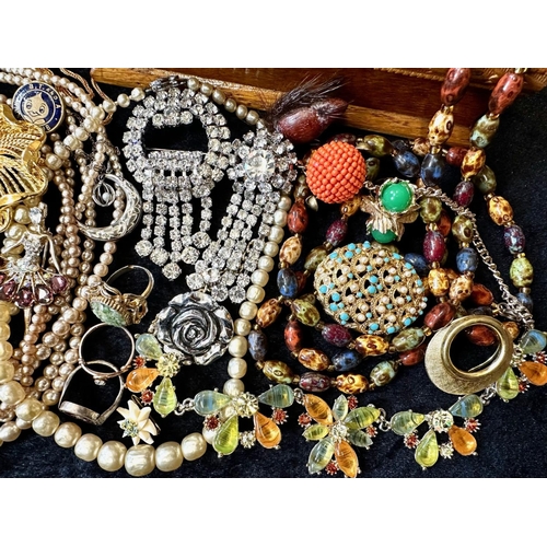 424 - Collection of Vintage Costume Jewellery, comprising crystal necklaces, pearls, bangles, coloured sto... 