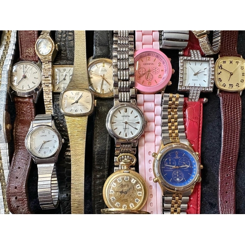 432 - Collection of Ladies & Gentleman's Wristwatches, leather and bracelet straps, makes include Limit, R... 