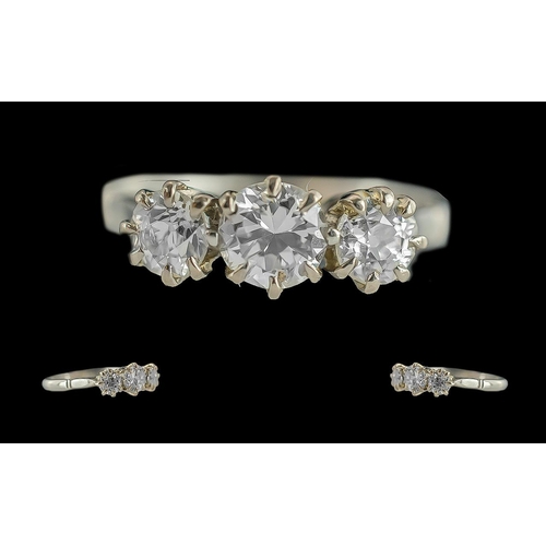 63 - Ladies Platinum 3 Stone Diamond Set Ring - Marked Platinum To Interior Of Shank. Circa 1920's/30's. ... 