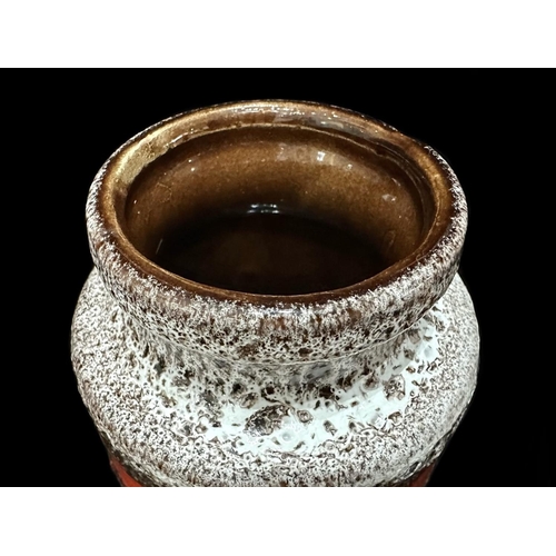 652 - Scheurick 1970's West German Vase No. 203-18, measures 7.5'' high, in brown and cream with orange de... 