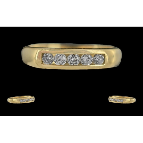 90 - Ladies 18ct Gold 5 Stone Diamond Set Ring - Full Hallmark To Interior Of Shank. The Five Well matche... 