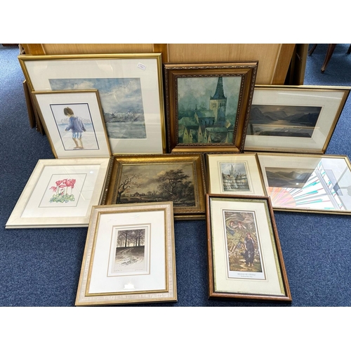 980 - Quantity of Framed Pictures, prints, watercolours and oils.  Mostly 20th Century to include landscap... 