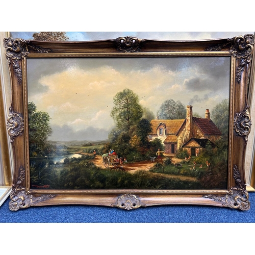 982 - Collection of Six Oil on Canvas Paintings, mid to late 20th Century, mostly landscapes.  All framed,... 