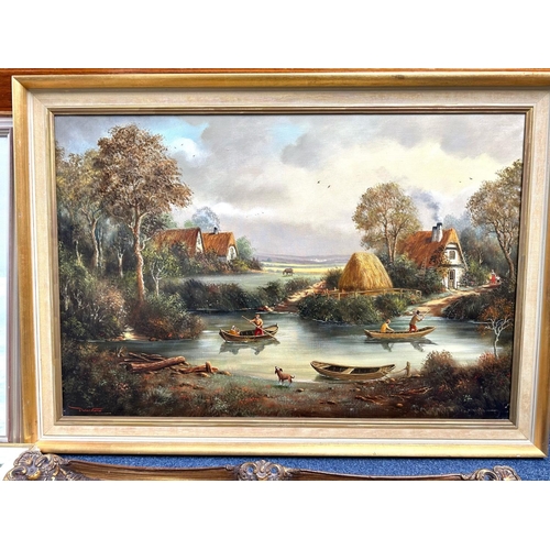 982 - Collection of Six Oil on Canvas Paintings, mid to late 20th Century, mostly landscapes.  All framed,... 