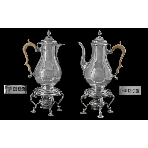 100A - George V - Impressive and Superb Quality Sterling Silver Pair of Matching Coffee Pot and Water Jug w... 