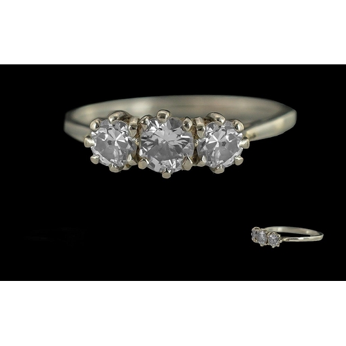 108 - 18ct Gold Pleasing 3 Stone Diamond Set Ring, Marked to Interior of Shank. The Three Old Cut Brillian... 