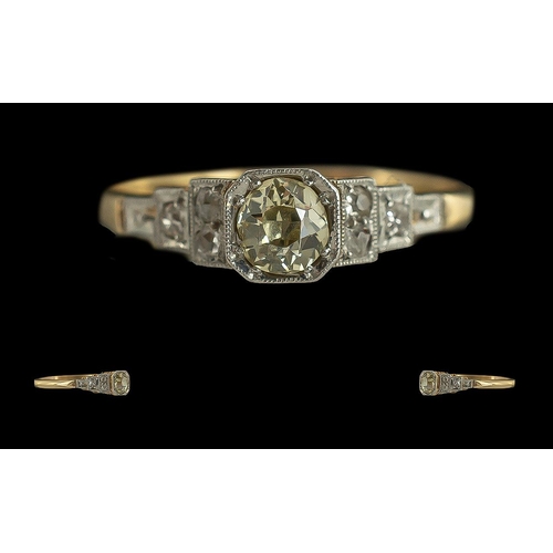 147 - Edwardian Period 1902 - 1910 Diamond Set Ring, Marked 18ct to Interior of Shank, The Central Old Cut... 