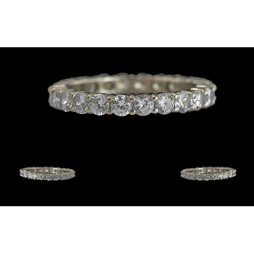 14A - Ladies 14ct White Gold Diamond Set Full Eternity Ring. Marked 14ct to Interior of Shank. The Modern ... 