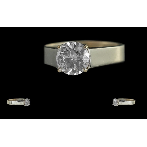 15A - Ladies - Excellent Quality 18ct White Gold - Single Stone Diamond Set Ring. Marked 18ct to Interior ... 