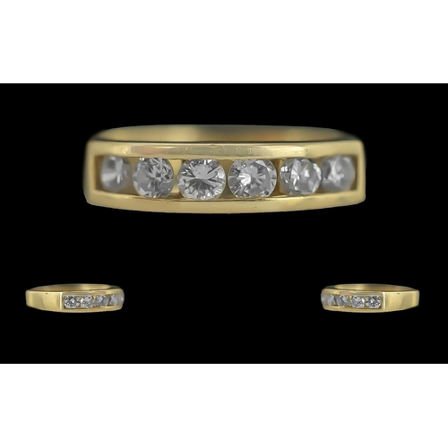 20A - Ladies Pleasing Quality 18ct Gold Size Stone Channel Set Diamond Ring, Marked 18ct to Interior of Sh... 