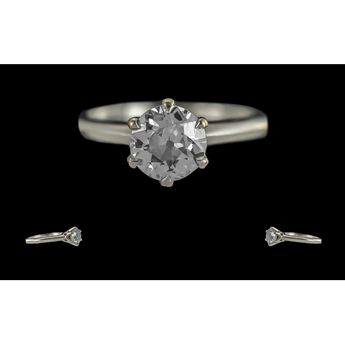 27 - Ladies 14ct White Gold Single Stone Diamond Set Ring, Full Hallmark to Shank. The Modern Round Brill... 