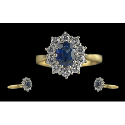 33A - Ladies Pleasing Quality 18ct Gold Sapphire and Diamond Set Ring. Full Hallmark to Interior of Shank,... 