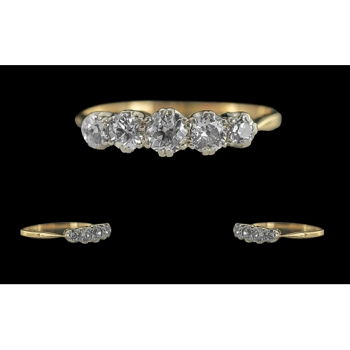 34 - Ladies Excellent Quality 5 Stone Diamond Set Ring, Ornate Raised Setting. Not Marked but Tests 18ct ... 