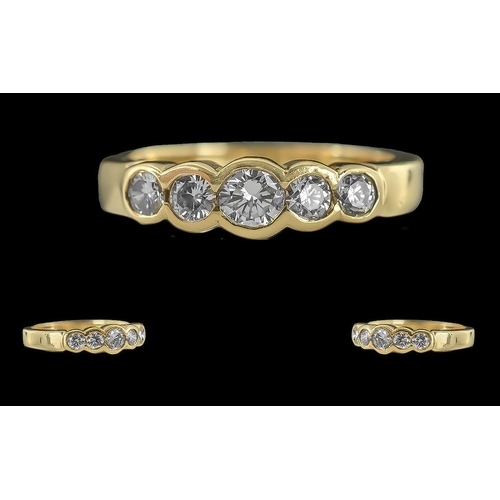 46 - Ladies 18ct Gold Excellent 5 Stone Diamond Set Ring, Marked 750 to Interior of Shank. The Well Match... 