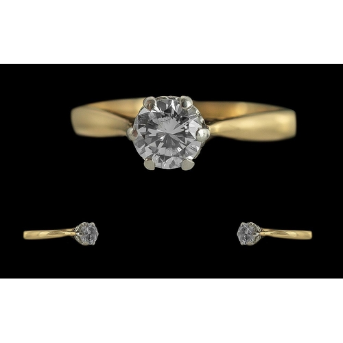 49A - Ladies 18ct Gold Platinum Single Stone Diamond Set Ring, Marked 18ct and Platinum to Interior of Sha... 