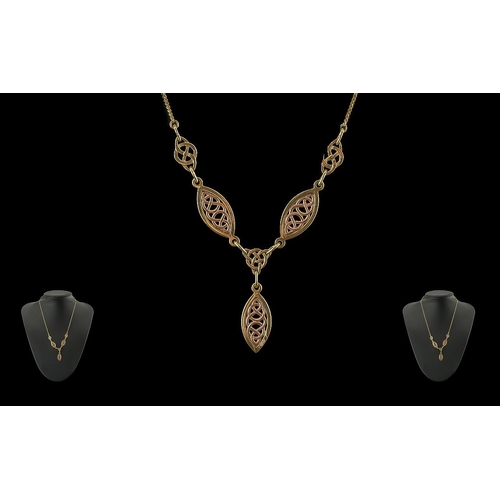 5A - Clogau - Excellent 9ct Gold Necklace with Drop, With Full Hallmark, Excellent Design and Warm Colour... 